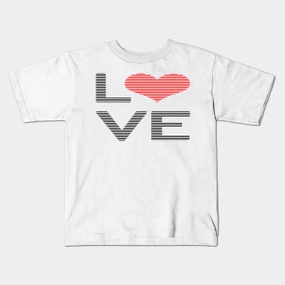 Love - heart - strips - black and red. Kids T-Shirt